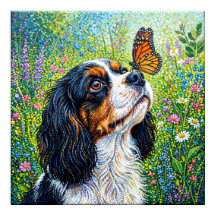 Cavalier King Charles Spaniel Papillon Jardin Pos