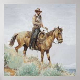 Poster Cavalier monté, art western par Edward Borein