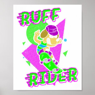 Poster Cavalier Ruff - Chien drôle cool skateboard Radica