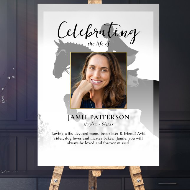 Poster Cavalière Célébration de la vie Photo Funérailles (Créateur téléchargé)