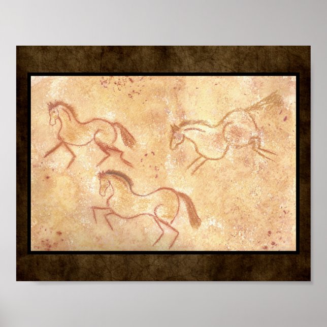 Poster Cave Drawing Painting of Horses (Devant)