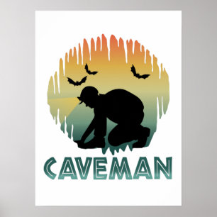 Poster Caveman - Spéléologie Caver