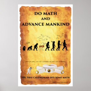 Poster Cavewoman futés : Faites les maths et avancez le
