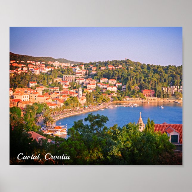 Poster Cavtat, Croatie Vue de la ville depuis le mausolée (Devant)