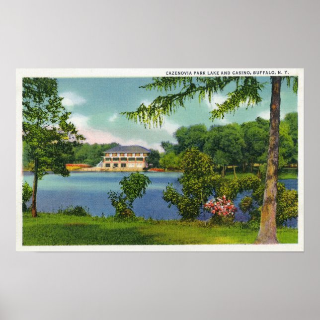 Poster Cazenovia Park Vue sur le lac et le casino (Devant)