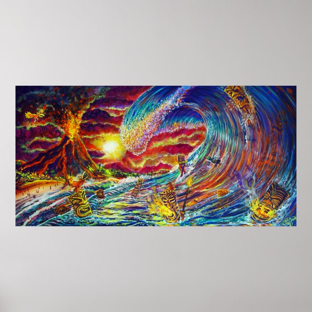 Poster CBjork Tiki Big Wave Print (Devant)