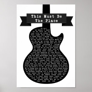 Poster Ce Doit Être L'Endroit Black & White Guitar Song