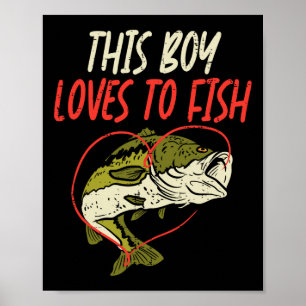 Poster Ce garçon aime pêcher B Famille de pêche assortie