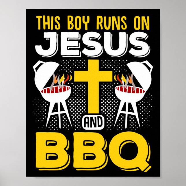Poster Ce Garçon court sur Jesus et BBQ Smoker Grill (Devant)