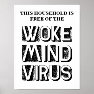Poster Ce ménage est libre de Woke Mind Virus personnalis