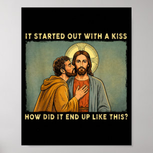 Poster Ce n'était qu'un baiser jésus & judas mème drôle