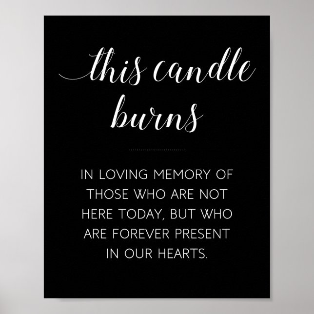 Poster Ce panneau de mariage commémoratif Bougie qui brûl (Devant)