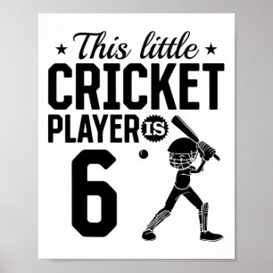 Poster Ce petit joueur de cricket a 6 ans - 6e anniversai