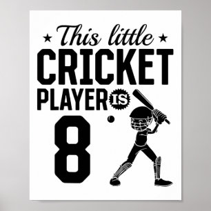 Poster Ce petit joueur de cricket a 8 ans - 8e anniversai