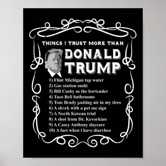 Poster Ce que j'ai plus confiance que Donald Trump Anti P (Devant)