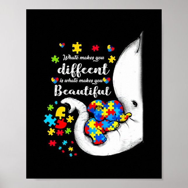 Poster Ce qui vous rend différents Autisme Enfant Eléphan (Devant)