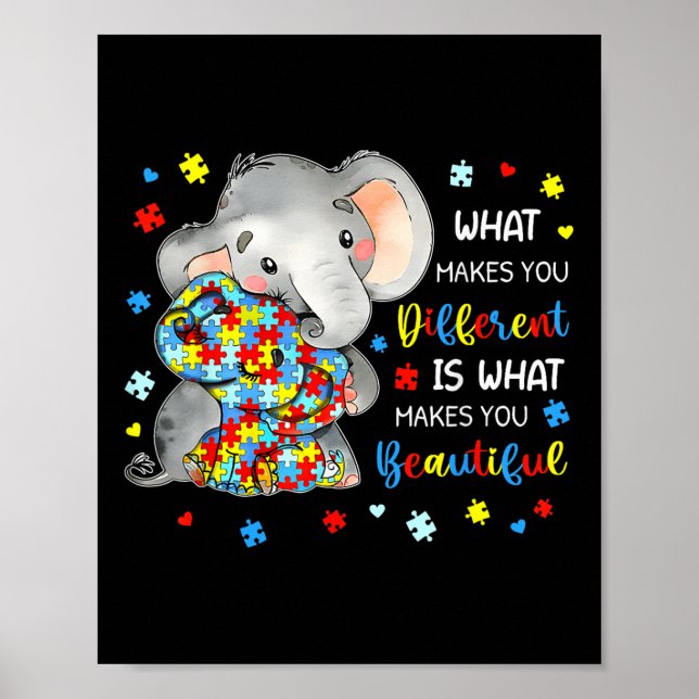 Poster Ce qui vous rend différents beaux éléphants Autism (Devant)