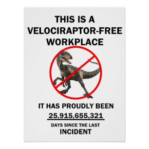 Poster Ceci est un lieu de travail sans vélociraptor