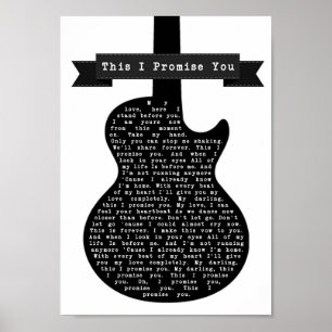 Poster Ceci Je Vous Promets Chanson De Guitare Noire & Bl