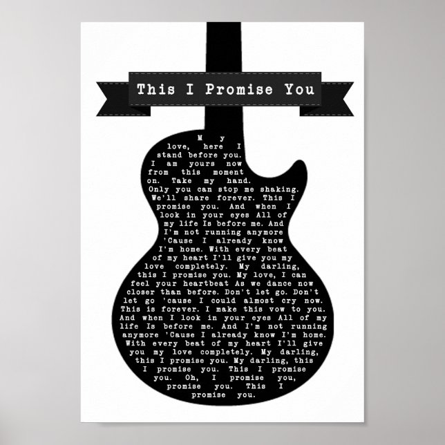 Poster Ceci Je Vous Promets Chanson De Guitare Noire & Bl (Devant)