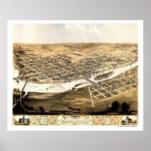 Poster Cedar Rapids, carte panoramique d'IA - 1868
