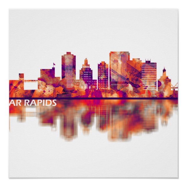 Poster Cedar Rapids Iowa Skyline (Devant)