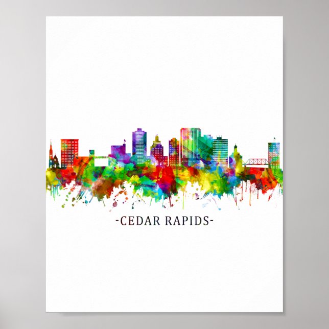Poster Cedar Rapids Iowa Skyline (Devant)