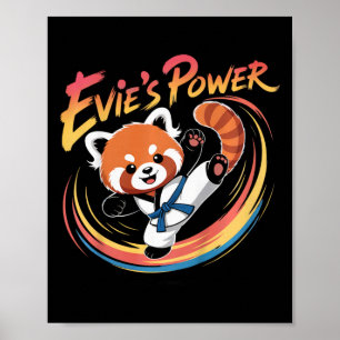 Poster Ceinture bleue de karaté taekwondo Power Red Panda