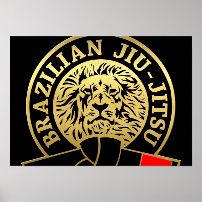 Poster Ceinture noire brésilienne Jiu-Jitsu plaquée or (Devant)