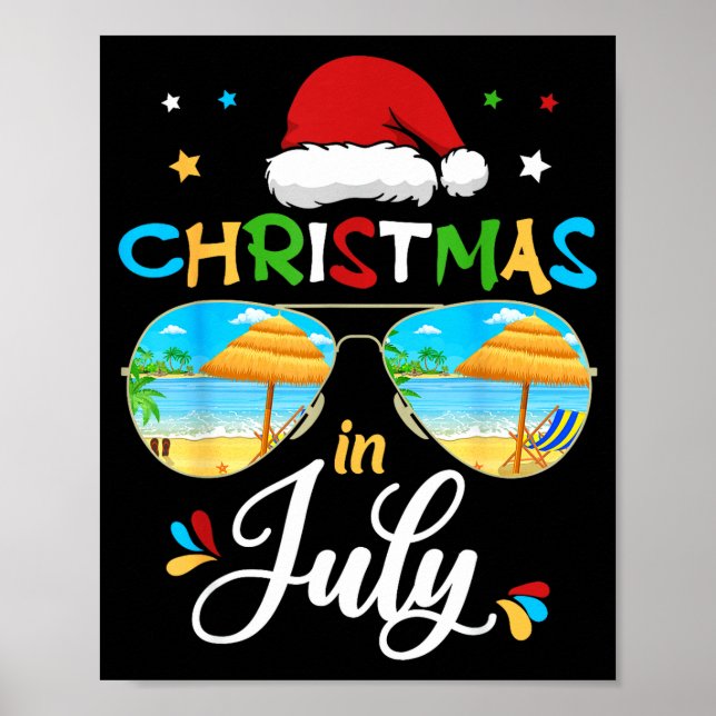 Poster Celebrate Christmas In July Funny Beach Summer Chr (Devant)