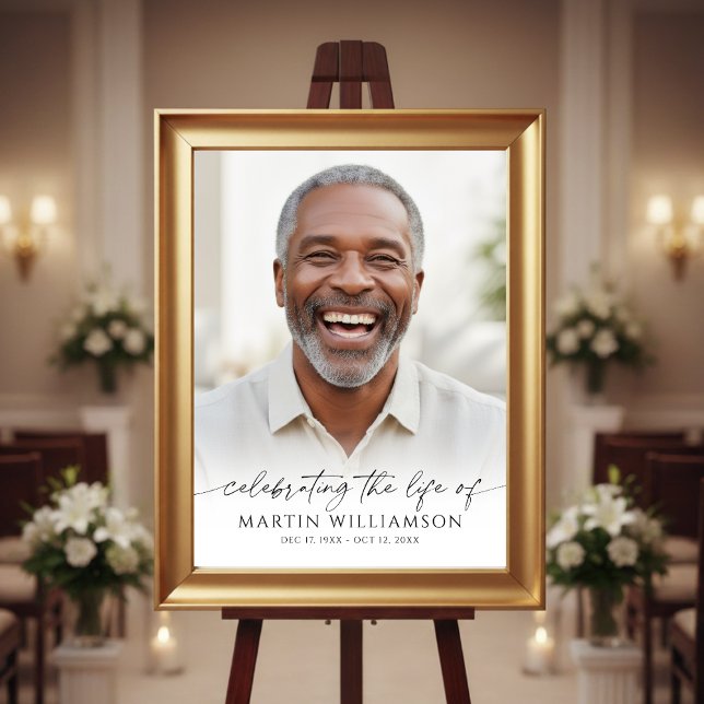 Poster Celebrating the Life Photo Modern Script Memorial (Créateur téléchargé)