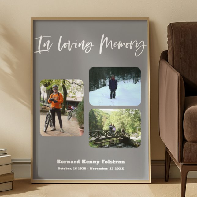 Poster Celebrating the life Three Photos Funeral (Créateur téléchargé)