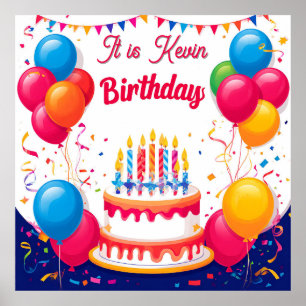 Poster Célébration d'anniversaire colorée avec des ballon