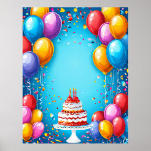Poster Célébration d'anniversaire festive avec ballons