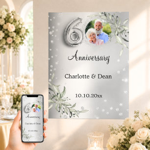 Poster Célébration de 60 ans de mariage - Photo argentée