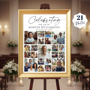Poster Célébration de la vie de Nom 21 Collage de photos