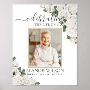 Poster Célébration de la vie de roses blanches Photo