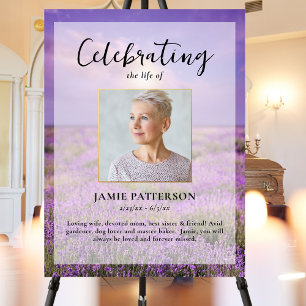 Poster Célébration de la vie Fleur de Lavande Photo Funér