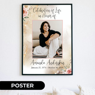 Poster Célébration de la vie Funérailles pêche et or