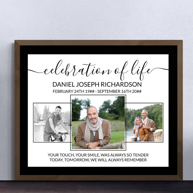 Poster Célébration de la vie Photo Collage Mémorial Verse (Funeral memorial poster to order professionally printed or as a printable digital download)