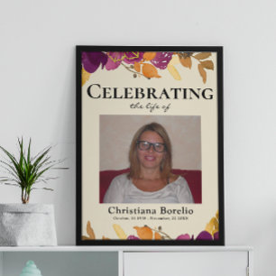 Poster Célébration de la vie Photo Fleur Femme Funéraille