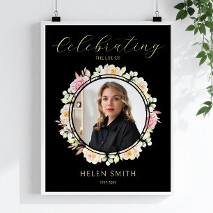 Poster Célébration de la vie Photo Fleurs Mémorial Funéra