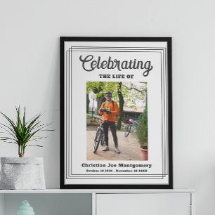 Poster Célébration de la vie Photo Funérailles Gris