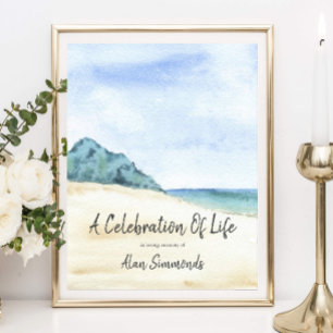 Poster Célébration de la vie scène de plage à l'aquarelle