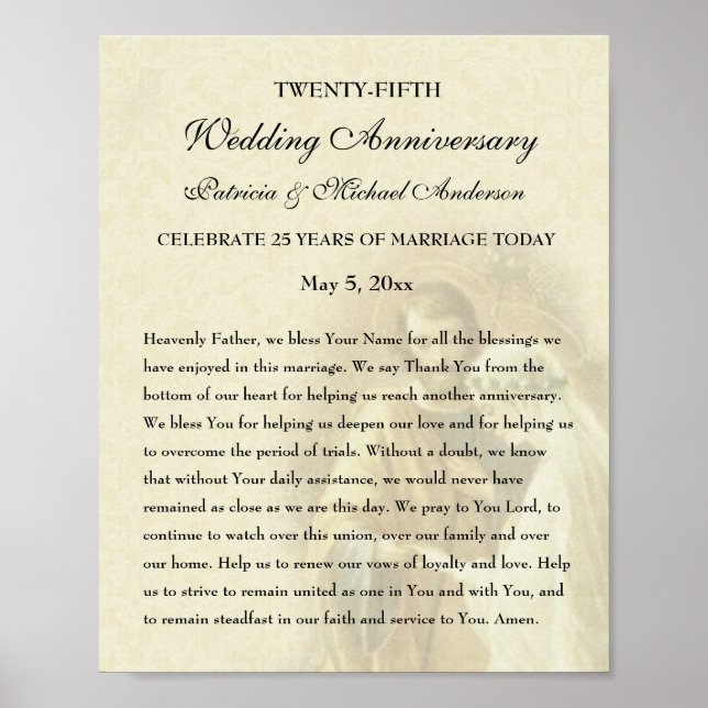 Poster Célébration de l'anniversaire du Mariage catholiqu (Devant)
