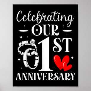 Poster Célébration De Notre 1Er Anniversaire Mariage 1 An
