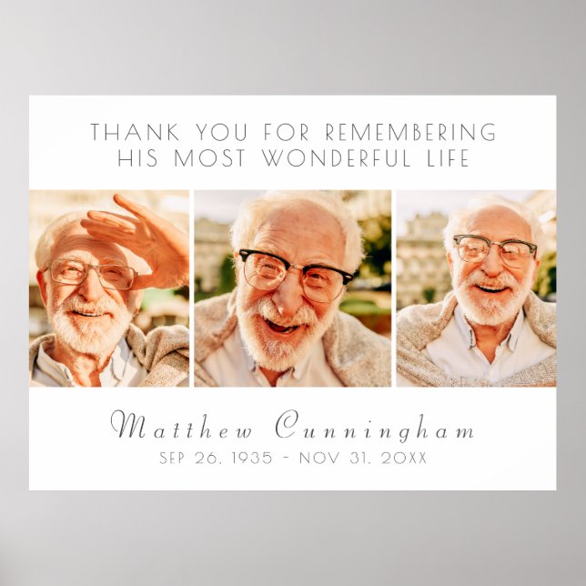 Poster Célébration de sa vie Moderne Simple Trois Photos (Devant)