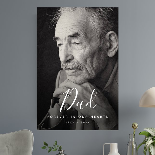 Poster Célébration de vie moderne personnalisée des funér (Dad Photo Memorial Poster)