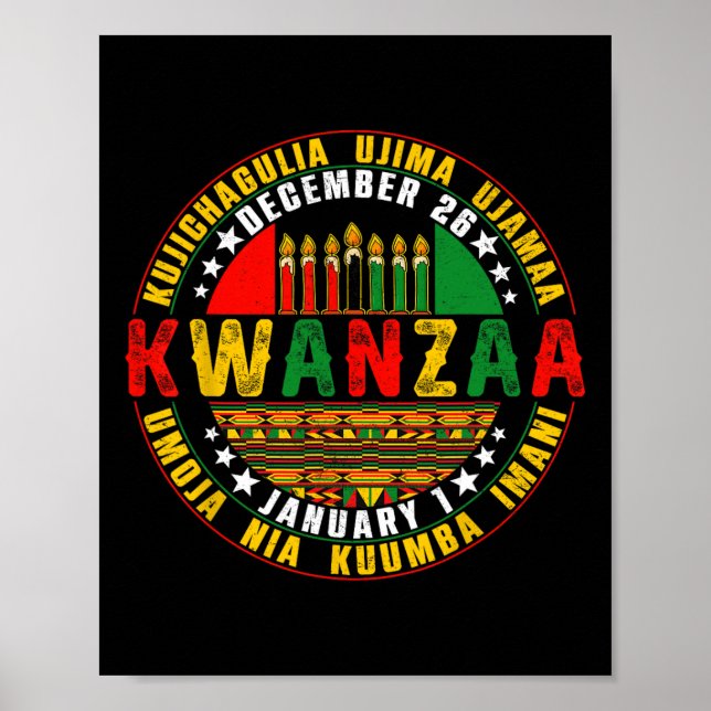 Poster Célébration des principes Kwanzaa Kinara Bougies P (Devant)