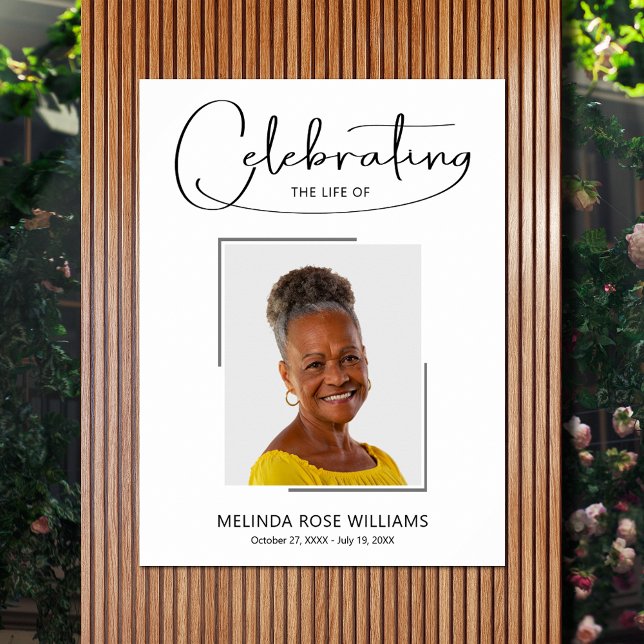 Poster Célébration Funèbre De La Photo De Vie (Celebration of Life photo memorial funeral poster - INSTANT DOWNLOAD or PRINTED (framed, too))